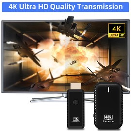 SUNMEG Wireless HDMI Transmitter and Receiver 4K Decode 1080P Output Plug & Play 2.4G/5G Wireless HDMI Extender Kit Portable for Streaming Video and Audio to Monitor from Laptop/PC/Projector