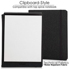 Kaitiaki Folio Cover Compatible with Rocketbook Flip, Organized Portfolio with Pen Loop, Business Card Holder, Zipper Pouch Support Mini Size Notebook, Waterproof, Letter Size, Black