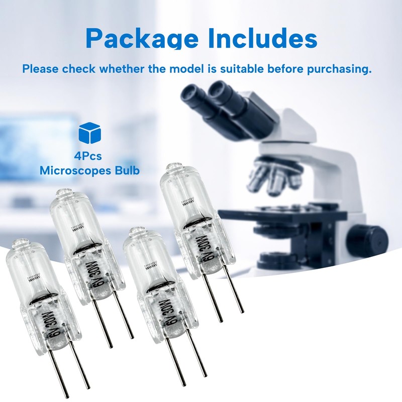 Memiuyelay 4Pcs Microscopes Halogen Bulb 6V 30W Halogen Replacement Bulbs