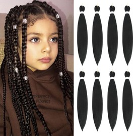 Braiding Hair 12 Inch 8 Packs Braiding Hair Pre Stretched Braiding Hair For Twist Or Box Braids Pre Stretched Braiding Hair For Crochet Braids Hot Water Setting Soft Yaki Texture(12Inch, 1B)