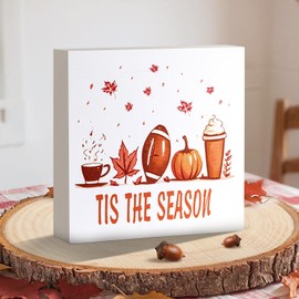 LXDNBGO Fall Decorations for Home, Farmhouse Wooden Block Sign - Fall Decor for Fireplaces, Shelves, Coffee Bars, Bedrooms, Offices