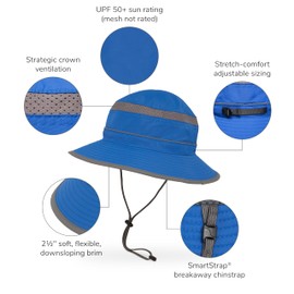 Sunday Afternoons Fun Bucket Hat - Beach Kids Sun Hat - UPF 50+, Soft 2.5" Brim, Water Repellent, Crushable - Child Bucket Hats for Toddler, Boys & Girls - Blue Electric Stripe, Large
