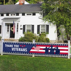 Thank You Veterans Banner Patriotic Festival Flag 120 x 20 Inch With 6 Brass Grommets for Outdoor House Yard Lawn Fence Garden Decor (Veterans)