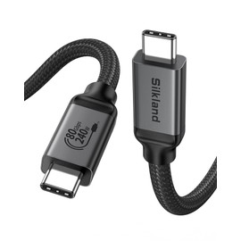 Silkland 80Gbps USB 4 for Thunderbolt 5 Cable 3.3FT/1M, up to 120Gbps Bandwidth for Dual 8K, 240W PD 3.1 Charging, Braided USB C Video Cable Compatible Thunderbolt 4/5, SSD, MacBook M4 Pro, Dock, eGPU