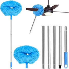 Ceiling Fan Cleaner Duster with 66.9 Inch Telescopic Handle Reusable Fibre Ceiling Fan Blade Cleaner with Removable Cleaning Head Hanging Ceiling Fan Cleaner Duster Tool for Bookshelves Door Window
