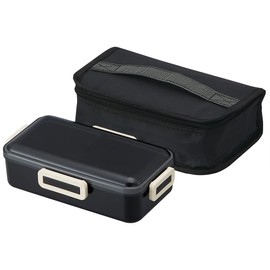 Skater KCPFLB8AG-A Antibacterial Fluffy Lunch Box with Dome-Shaped Lid, 28.2 fl oz (830 ml), Includes Cooler Bag, Black, Made in Japan