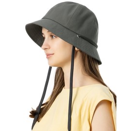 Loo&c Women's Hat, Large Size, 2-Way, Cara UV Bell Hat, Light Shade, 100% UV Protection, Protection Against UV Rays, Cool to Touch, Small Face, Adjustable Size, 100% Cotton, All Seasons, gray