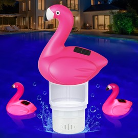 Blufree Pool Chlorine Floater, Solar Flamingo Chlorine Tablet Floater w/Adjustable Release, Glow in The Dark Large Capacity Floating Chlorines Dispenser for Pool Hot Tub Spa