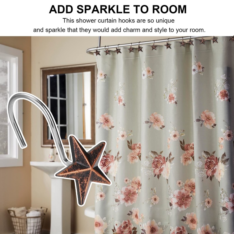 AGPtek Star Decorative Rustic Shower Curtain Hooks for Home Bathroom,