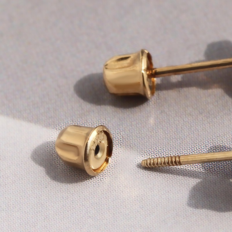 14K Yellow Gold Apple Screwback Stud Earrings