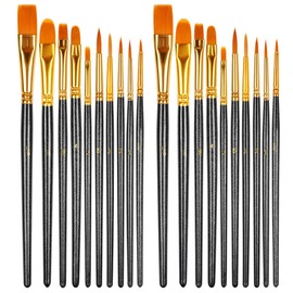 HTHL 20 PCS Paint Brushes Set Nylon Hair Brush for Acrylic Painting Oil Painting Watercolor Painting Gouache Painting Face Painting for Professionals & Beginners (Black)