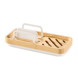 Polder Harmony Sink Caddy, Brush and Sponge Holder for Kitchen Sink, Sturdy Rack with Drain Openings, Kitchen Essentials, 8.75" x 4" x 2.5", White