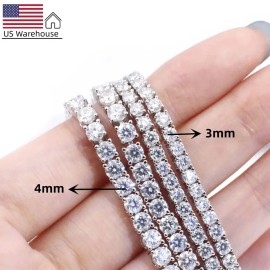 Tianyu Gems 5 mm Fine Jewelry Men 925 Sterling Silver Women 18k Gold Filled Diamond Moissanite S925 Tennis BraceletColor: 3mm moissanit, Length: 6.5 inches