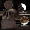 ELNX Coin Pouch, 12.2 x10cm Leather Pouch Small Drawstring Pouch
