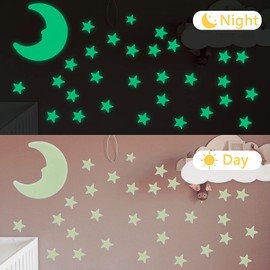 CAYUDEN 3D Glow in the Dark Stars Children's Room Plastic Stickers for Ceiling Stars and Moon Luminous Stars Plastic Wall Sticker for Ceiling Wall Sticker Children's Room 201 Pieces