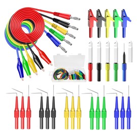 Cleqee 30 Pcs Car Back Probe Kit Banana Plug Copper Alligator Clip with Test Lead Alligator Clip Insulated Needle Wire Piercing Probe for Automotive Diagnostics Digital Multimeter Electrical