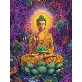 Bimkole DIY 5D Diamond Painting Kits Accessories Buddha, Flower Tree Diamond Painting Kit Full Round Drill Painting by Numbers Painting Embroidery Cross Stitch Diamond Decoration 30 x 40 cm