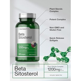 Horbäach Beta Sitosterol 1200mg, 240 Cápsulas Blandas – Suplemento de Esteroles Vegetales, Sin Gluten, No GMO