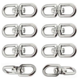 AISHOW Pack of 6 M6 Swivel Swivel Stainless Steel 304 Swivel Ring Double Sided Swivel Eye Hook Rope Swivel for Hanging and Connecting Spreaders or Rigging
