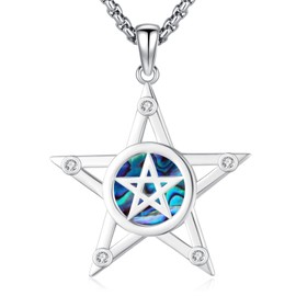 Eusense 925 Sterling Silver Pentagram Necklace Triple Moon Goddess Necklace Hecate Pendant Sun and Moon Pendant Jewellery Gifts Spiritual Amulet Wiccan Pagan Talisman for Men Women, Sterling Silver,