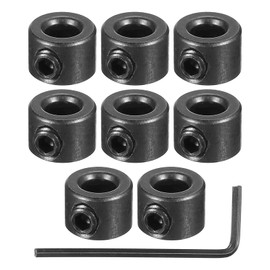 PATIKIL Bore 5 mm Shaft Collar 12 mm OD 8 mm Thickness, 8 Pack Carbon Steel Landing Gear Stopper Wheel Collar with Set Screw & Wrench for Machine Tool Industry, Black
