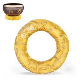 Singing Bowl Cushion, Round, Singing Bowl Cushion, Tibetan Singing Bowl Cushion, Sound Bowl Pad for Meditation Yoga (Yellow)