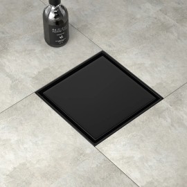 Bathroom Black Stainless Steel 6x6 Tile Insert Floor Drain Hidden Style with Free US DeliveryMaterial: Stainless Steel, Color: Silver