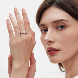 SHELOVES Moissanite Wedding Bands for Women Eternity Ring Engagement 925 Sterling Silver Sz O