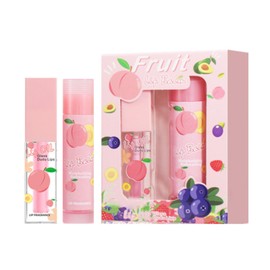 Lip Balm Set with Peach Lip Balm & Lip Oil - Hydrating Moisturising Lip Care Duo for Day & Night Repair, Stocking Stuffers for Teen Girls, Christmas Gifts & Stocking Fillers