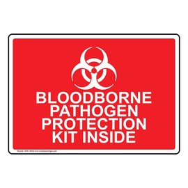 ComplianceSigns.com Bloodborne Pathogen Protection Kit Inside Label Decal, 14x10 in. Vinyl for Facilities