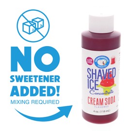 Hypothermias Shaved Ice and Snow Cone Syrup Unsweetened Flavor Concentrate - 4 Fl Oz - Makes 1 Gallon of Ready to Use Syrup - Red Cream Soda - Must Add Filtered Water and Sweetener