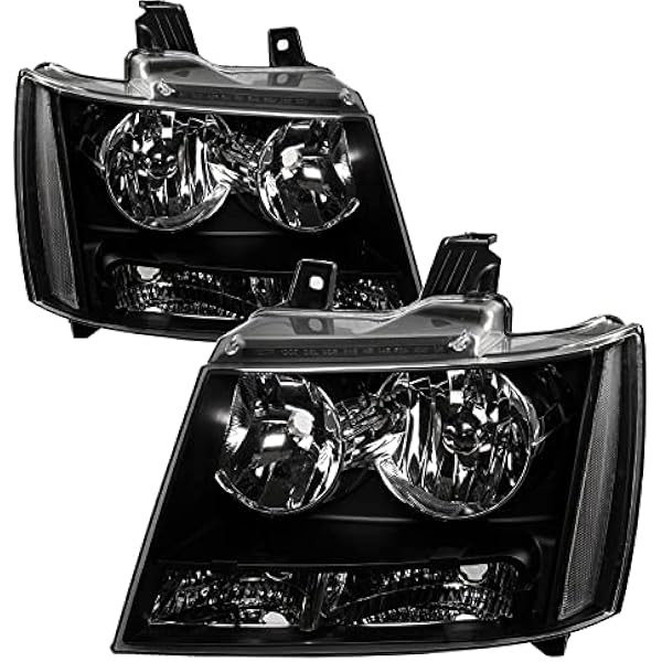 Black Housing Headlight Assembly Compatible with 2007-2014 Chevy Avalanche Suburban