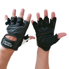 Steel Sweat Workout Gloves - Best for Weightlifting Gym Fitness Training and Crossfit - Made for Men and Women who Love Lifting Weights and Exercise - Leather Scarr Pro (Black, Medium)