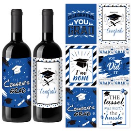 Whaline 54Pcs Graduation Gift Wine Labels Congrats Grad Wine Bottle Stickers Graduation Party Waterproof Wine Bottle Decoration Cover for College Congrats Graduation Party Decorations, 6 Design