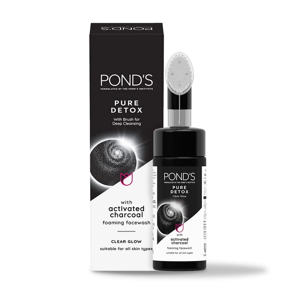 Pond's Pure Detox Foaming Brush Facewash for Clear Glow, Gentle