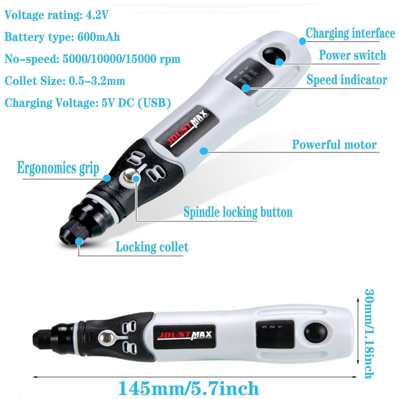 YUENTOEN 4.2V Mini Cordless Rotary Tool, USB Charging Power Rotary