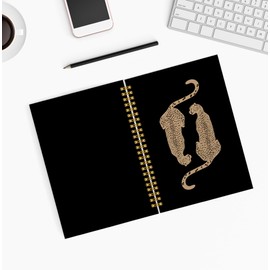 KAIOUS Leopard Cheetah Print Notebook Gifts for Women — Black Leopard Cheetah Print Spiral Hardcover Journal Notebook Office Supplies 6x8 Inch