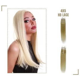 LUXLUXE Lina 4X5" HD Lace Closure straight 18" Light Blonde 100% Human Hair