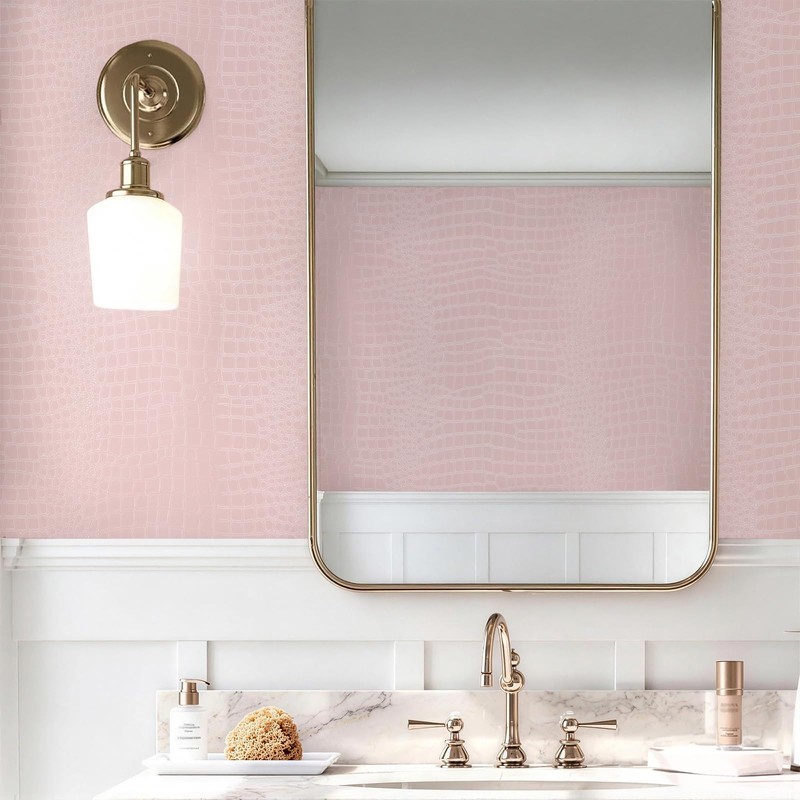 Fititem Pink Wallpaper Peel and Stick Crocodile Wallpaper 3D 78.7”×17.3”