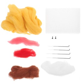 KONTONTY 1set Wool Felt Doll Material Package Needle Felting Kit Felt Shapes for Crafts