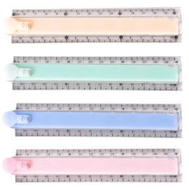 4 PCS Plastic Folding Rulers 30Cm Transparent Geometric Ruler Plastic Ruler Stationary Straight Study Rulers For School Children Kids and Office Use (Pink+Blue+Green+Yellow)