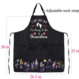 FUSTMW New Grandma Apron I Can’t Keep Calm I’m Going To Be Grandma Cooking Apron Baby Reveal Gifts for Grandma Announcement Gifts (Grandma Apron)