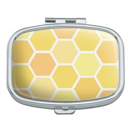 Yellow Honeycomb Pattern Rectangle Pill Case Trinket Gift Box