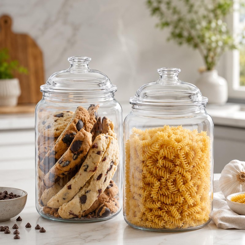 2 Pcs Plastic Candy and Cookie Jars with Lids, Clear