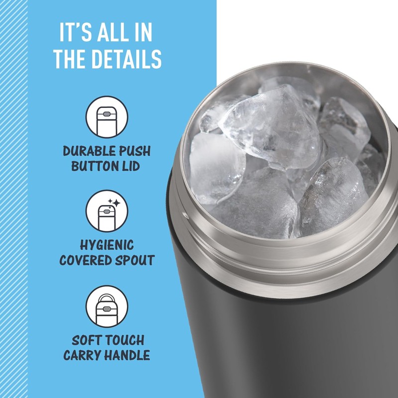 THERMOS FUNTAINER - Acero inoxidable de 16 onzas, color negro