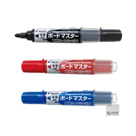 Pilot Dry Erase Markers, Board Master, Medium Point, Round Tip, Black, Red, Blue, WMBM-12L-B, WMBM-12L-L, OZAWA Set, Black Red and Blue