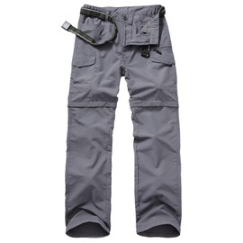 Mens Hiking Convertible Pants Quick Dry Zip Off Lightweight Cargo Fishing Work Pants Trousers with Belt,5506,Grey,34