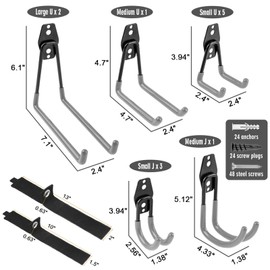 Garage Hooks Heavy Duty 14 Pack, Steel Garage Storage Hooks, Tool Hangers for Garage Wall Utility Wall Mount Garage Hooks and Hangers with Anti-slip Coating for Garden Tools, Ladders, Bulky Items