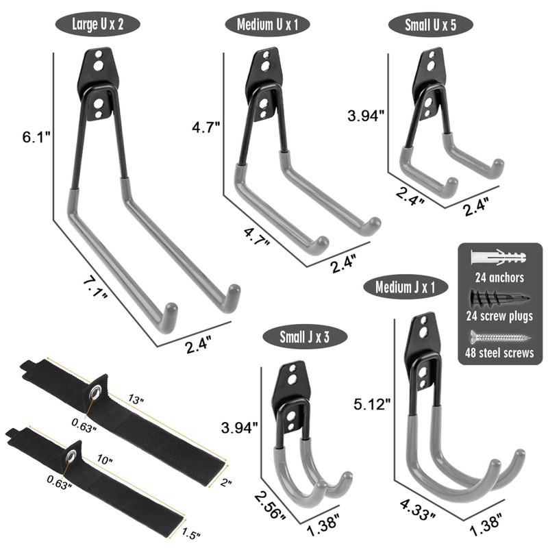 Garage Hooks Heavy Duty 14 Pack, Steel Garage Storage Hooks,