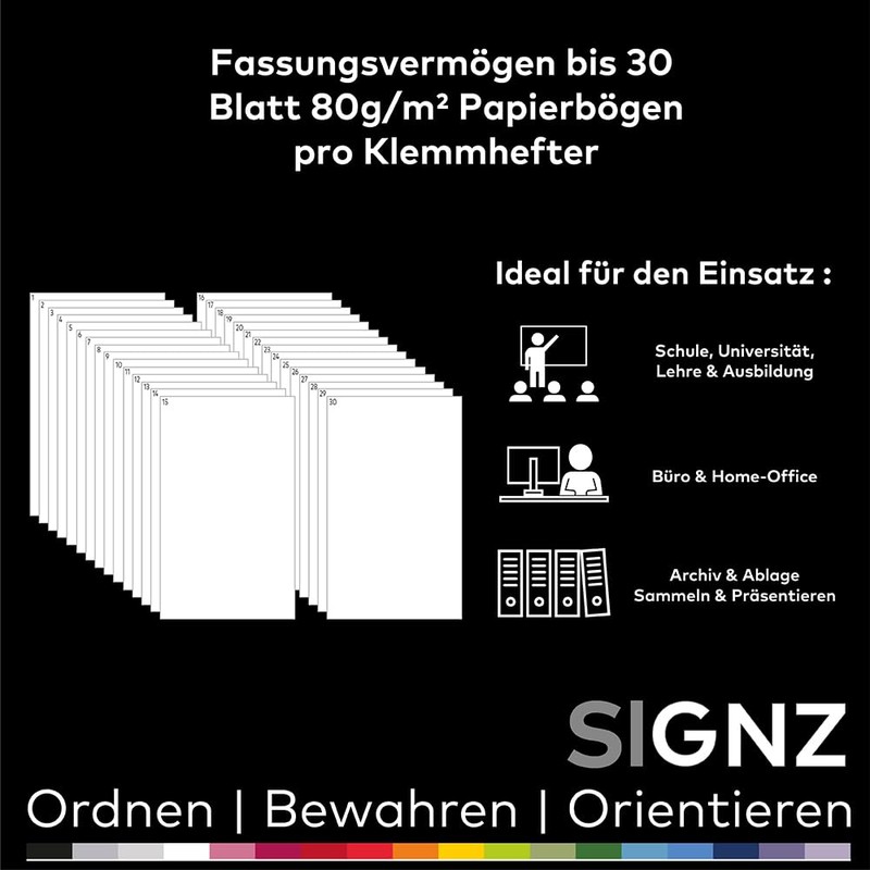 SIGNZ Clamp Binder DIN A4, Pack of 5, White, for